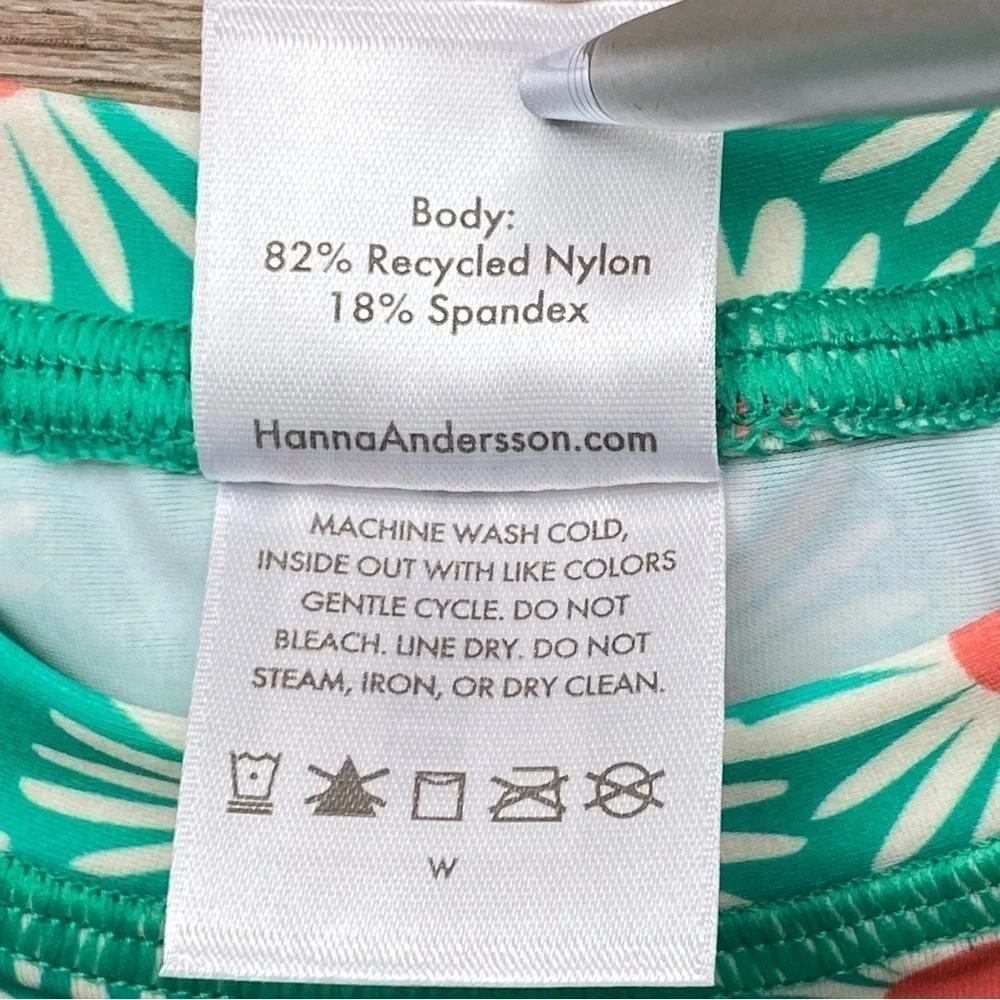 Hanna Andersson Baby Rash Guard Green With Daisies 6-12 Months